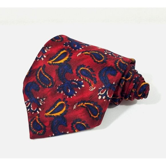 Ketch Paisley Red & Blue Necktie Polyester Made In USA - Picture 2 of 10
